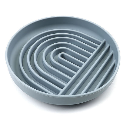 Gray blue silicone slow feeder bowl and lick mat