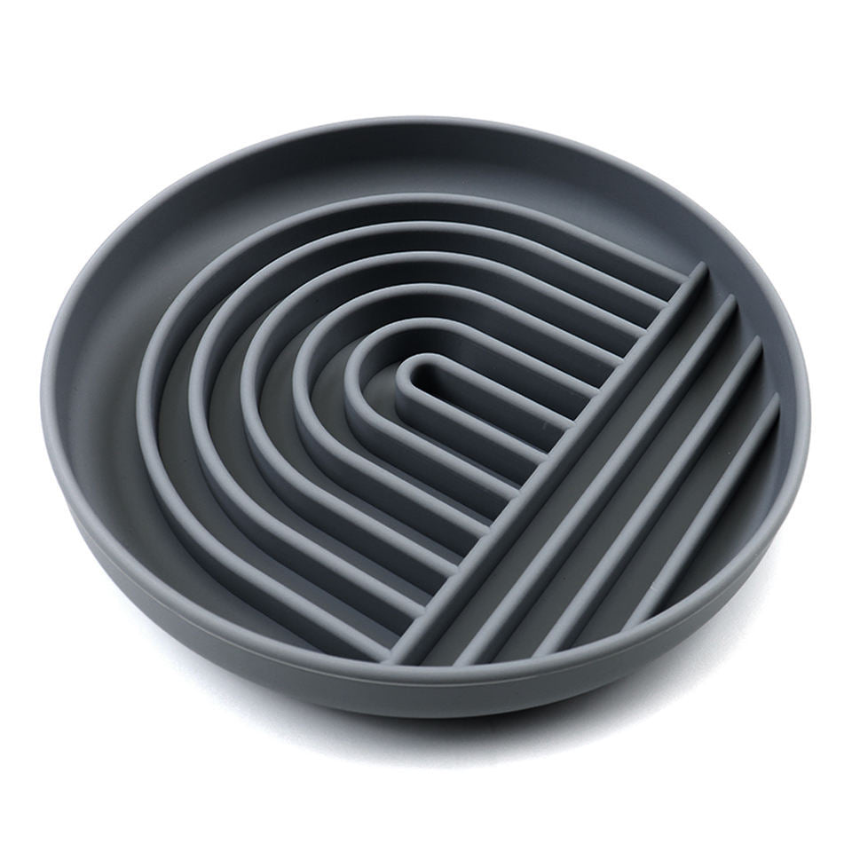 Charcoal silicone slow feeder bowl and lick mat for dogs