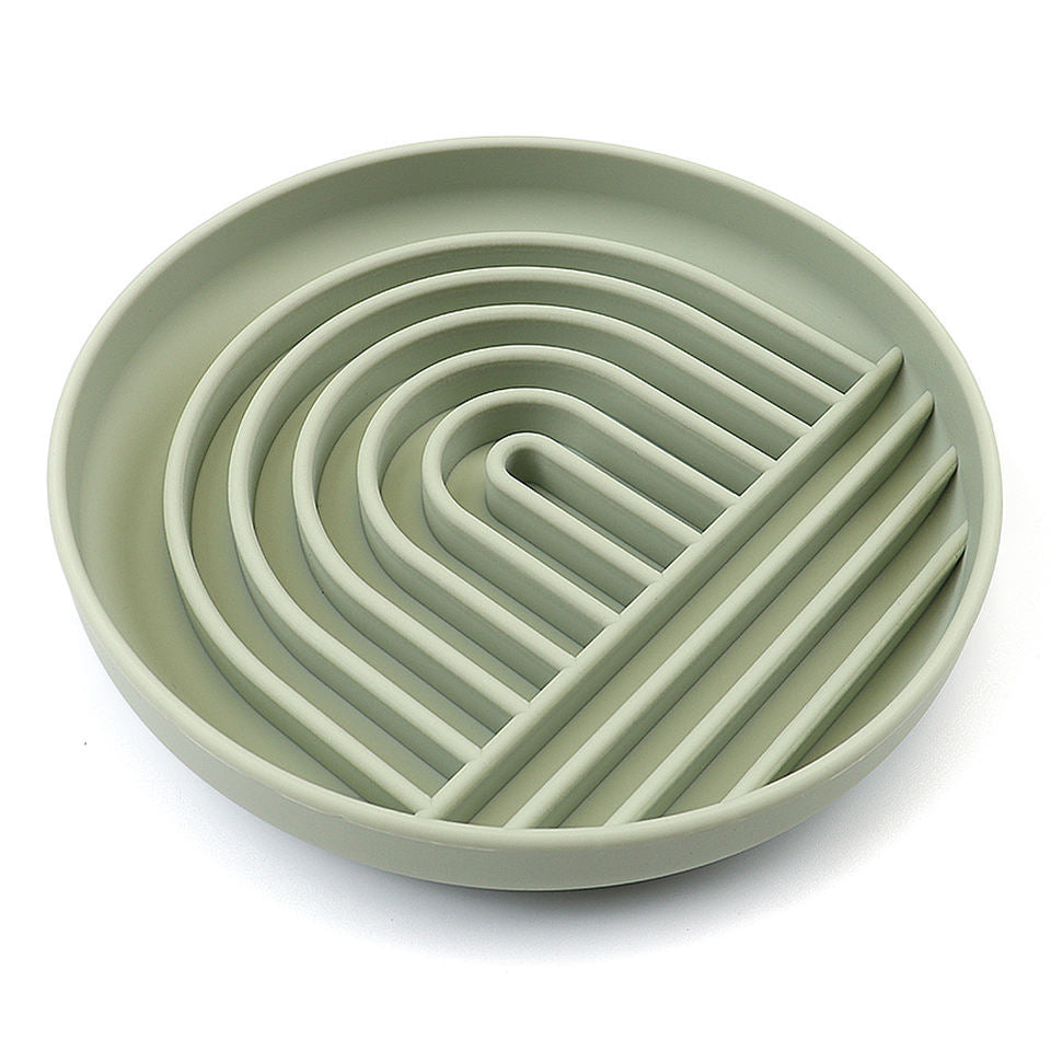 Mustard green silicone slow feeder bowl for small dogs